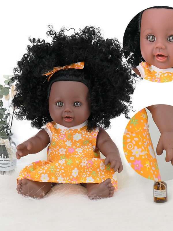 2020 black doll afro  hair 30cm orange black reborn boneca pop dolls baby  newborn full silicone  baby doll alive toy  poupee